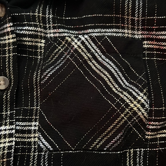 Justice black & silver plaid button down size 12 - Picture 4 of 6